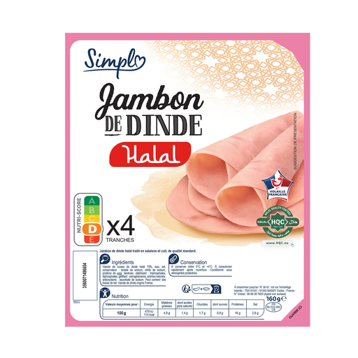 [3560071496654] SIMPL Halal Turkey Ham 4-slice pack