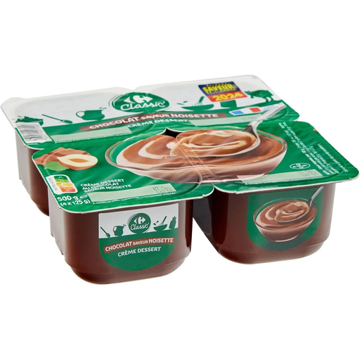 [3560071497156] CARREFOUR CLASSIC Chocolate Hazelnut Dessert Cream 4 pots of 125 g