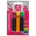 CARREFOUR CLASSIC Corante Alimentar Líquido Verde Vermelho e Amarelo 3 frascos de 6 ml