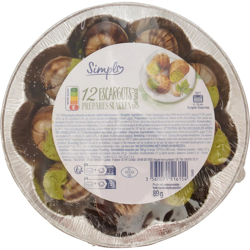 [3560071516154] SIMPL Escargots Préparés à la Bourguignonne 89 g