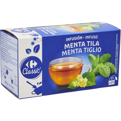[3560071517618] CARREFOUR CLASSIC Infusion Menthe Tilleul 25 x 1,6 g