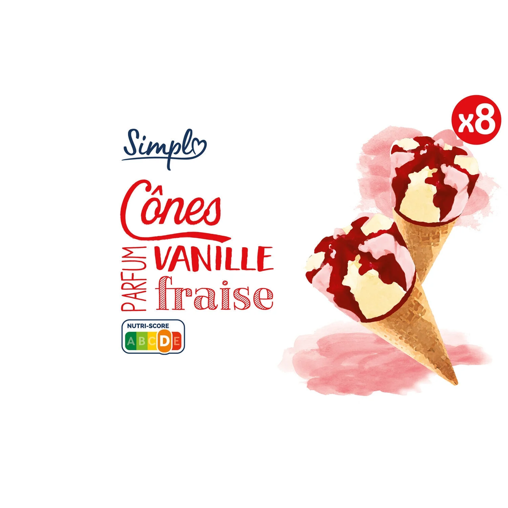 SIMPL Strawberry Vanilla Ice Cream Cones 512 g