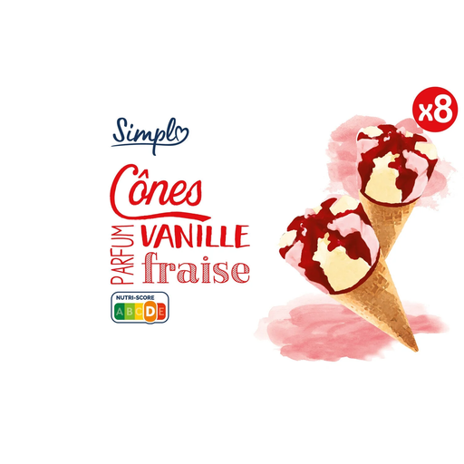 [3560071518332] SIMPL Helados Conos Fresa Vainilla 512 g