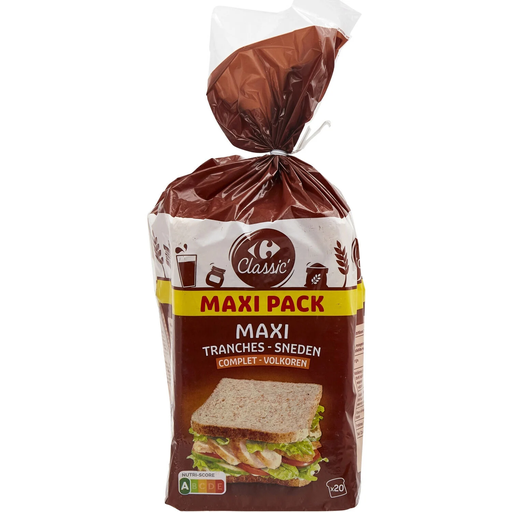 [3560071524050] CARREFOUR CLASSIC Pan de molde integral en rebanadas 825 g
