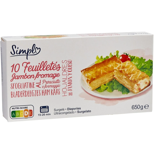[3560071526184] SIMPL Feuilletés jambon fromage 10 x 65 g