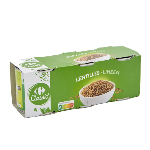 [3560071527259] CARREFOUR CLASSIC Lentilhas 3 latas de 130 g