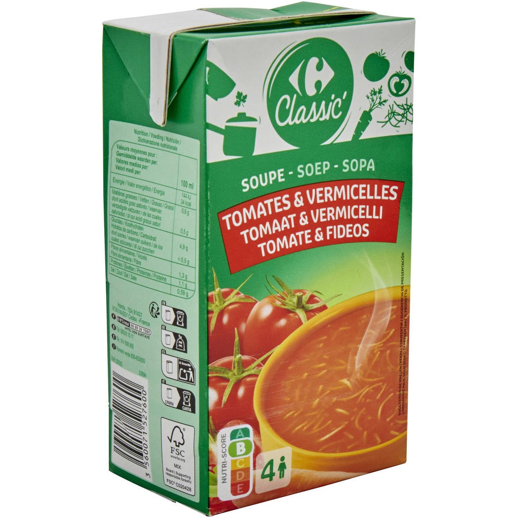 CARREFOUR Sopa de tomate com aletria 1 L