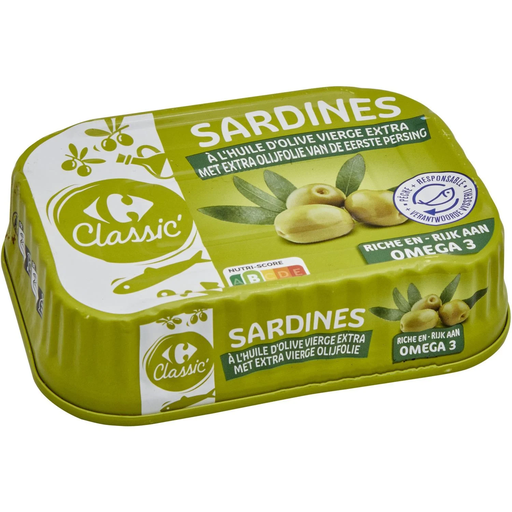 [3560071544003] CARREFOUR CLASSIC Sardines in Extra Virgin Olive Oil 135 g