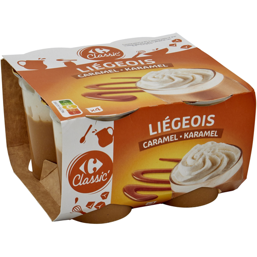 [3560071546564] CARREFOUR CLASSIC Liégeois caramel dessert 4 x 100 g