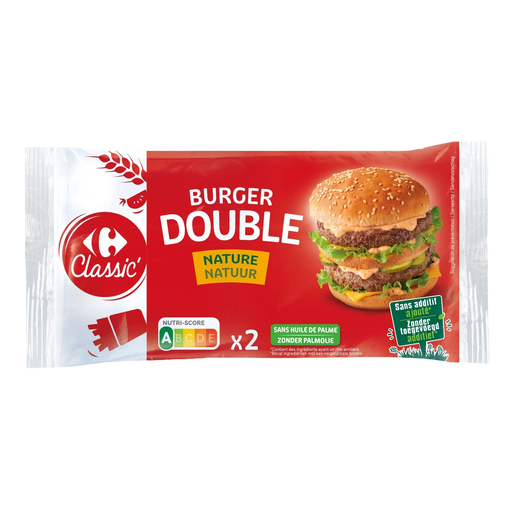 [3560071546915] CARREFOUR CLASSIC Pan doble hamburguesa Nature 160 g