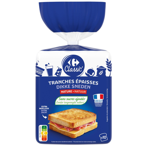 [3560071547004] CARREFOUR CLASSIC Pan de molde rebanadas gruesas natural 550 g