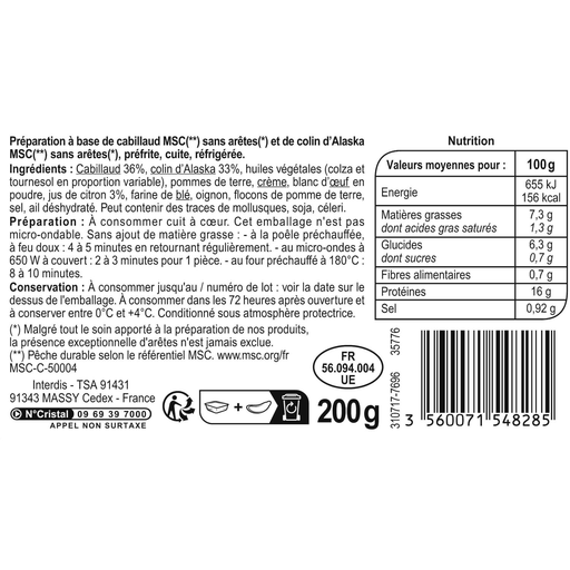 [3560071548285] CARREFOUR CLASSIC Cod & Pollock Mince 200 g