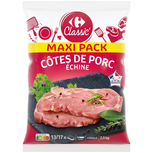[3560071551872] CARREFOUR CLASSIC Chuletas de aguja de cerdo 2,5 kg