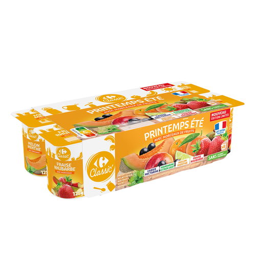 [3560071563318] CARREFOUR CLASSIC Summer Fruit Yogurts 8 pots of 125 g