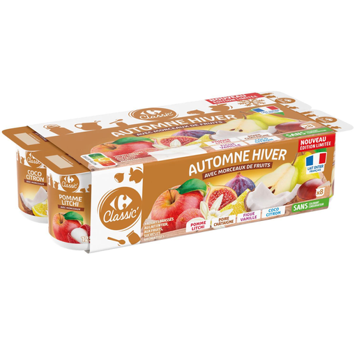 [3560071563349] CARREFOUR CLASSIC Stirred Yogurts with Pear Chestnut 8x125g