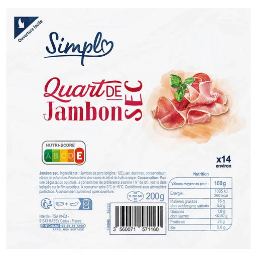 [3560071571160] SIMPL Dry Ham 200 g