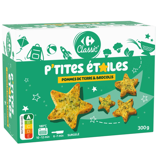 [3560071573157] CARREFOUR CLASSIC Pommes de Terre et Brocolis P'tites Etoiles 300 g