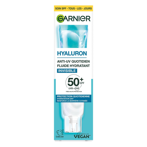 [3600542633635] GARNIER Fluide Hydratant Invisible Anti-UV Quotidien SPF50+ à l'Hyaluron 40 ml
