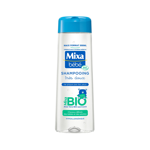[3600551119915] MIXA Shampoing bébé Très doux Aloe Vera Bio Apaisant Hypoallergénique 300 ml