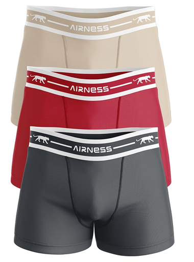 [3606911260617] AIRNESS 3 Boxers Homem Areia Vermelho Antracite