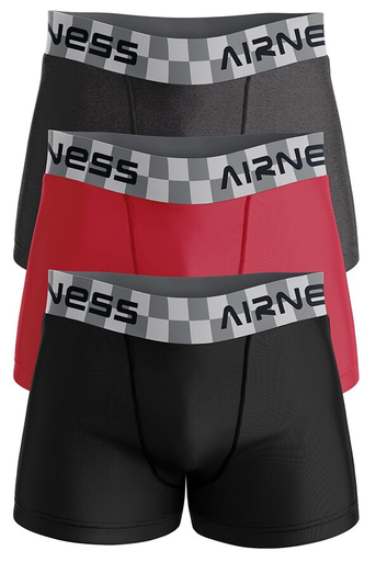 [3606911260716] AIRNESS 3 Boxers homme anthracite rouge noir