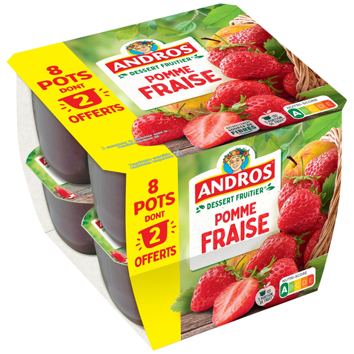 [3608580025795] ANDROS Apple Strawberry Fruit Dessert 8 pots of 100 g