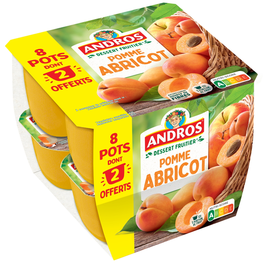 [3608580025825] ANDROS Apple Apricot Fruit Dessert 8 pots of 100 g