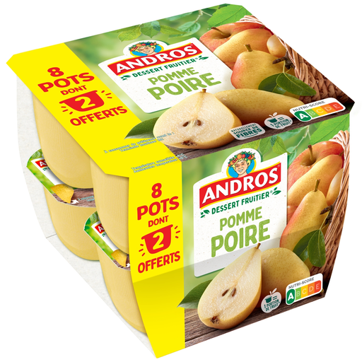 [3608580025856] ANDROS Apple Pear Fruit Dessert 8 pots of 100 g