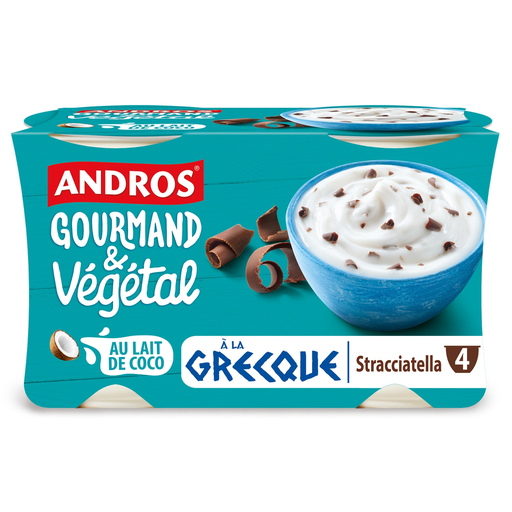 [3608580086055] ANDROS Greek-style coconut milk dessert stracciatella 4 x 115 g