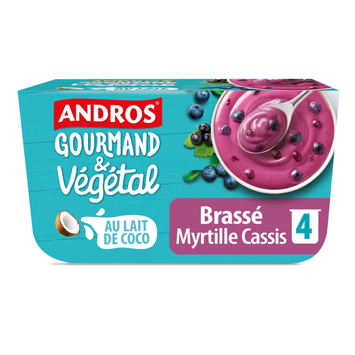 [3608580103233] ANDROS Almond milk plant-based dessert blueberry blackcurrant 4x100g