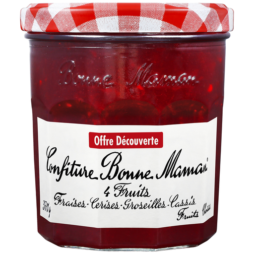 [3608580118015] BONNE MAMAN Mermelada 4 frutas fresas cerezas grosellas cassis 370g