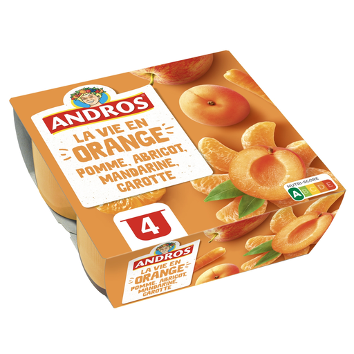 [3608580141242] ANDROS Apple, Apricot, Mandarin and Carrot Fruit Specialty 4x100g
