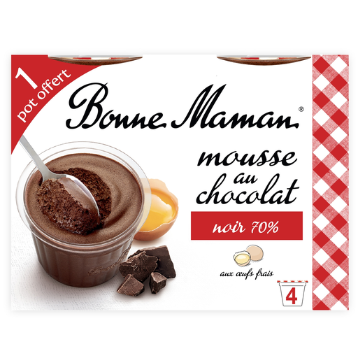 [3608580158240] BONNE MAMAN Intense Chocolate Mousse 4 pots of 50 g