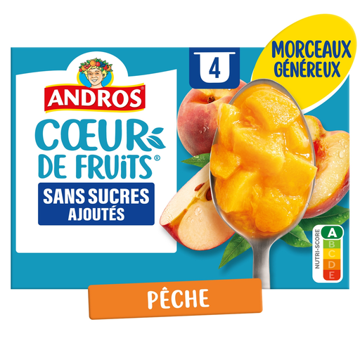[3608580161844] ANDROS Cœur de Fruits Fruit dessert peach pieces no added sugar 4 x 97 g