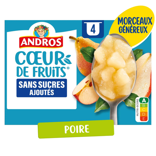 [3608580161905] ANDROS Coeur de fruits no added sugar with pear pieces 4 pots 97 g