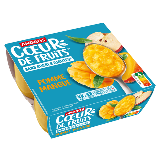 [3608580167082] ANDROS Coeur de fruits Apple Mango 4 pots of 100 g