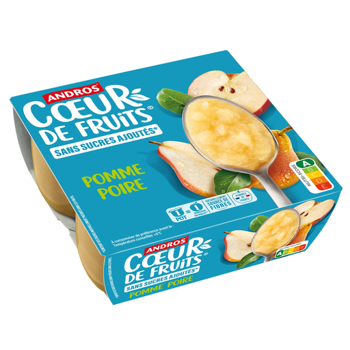 [3608580167112] ANDROS Coeur de fruits Apple Pear no added sugar 4 pots of 100 g