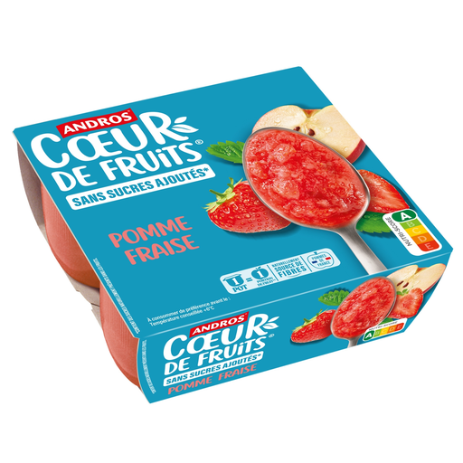 [3608580167174] ANDROS Fruit heart apple/strawberry compote 4 pots of 100 g
