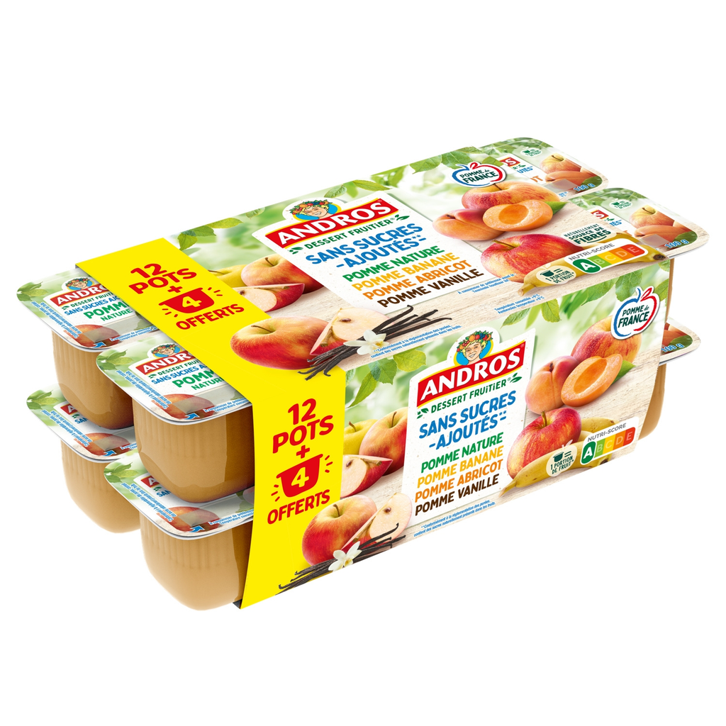 ANDROS Spécialité aux fruits sans sucres ajoutés assortiment 16 pots de 100 g