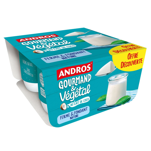 [3608580185901] ANDROS Ferme et fondant végétal nature GOURMAND&VEGETAL 4 x 100 g