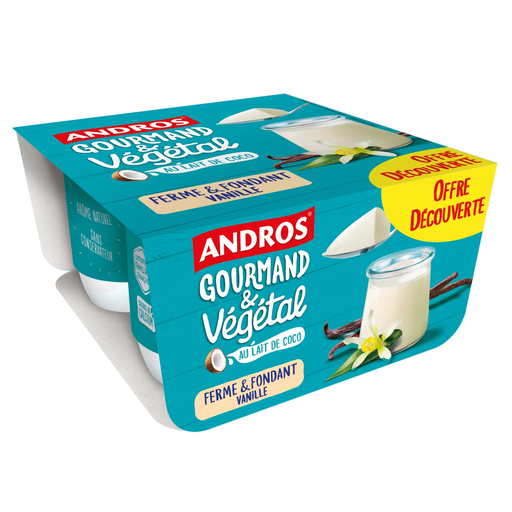 [3608580185932] ANDROS Ferme et fondant vegetal vanilla 4 pots of 100 g