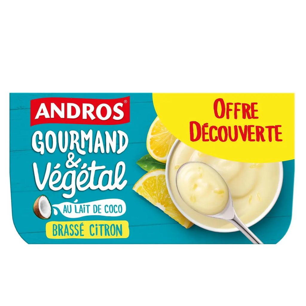 ANDROS Plant-based coconut milk and lemon yogurt 4x100g