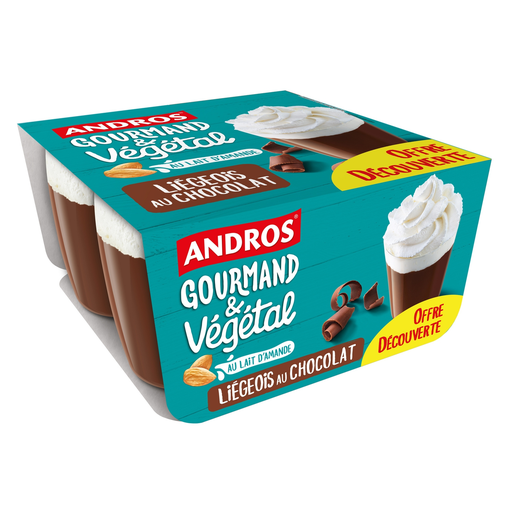 [3608580186083] ANDROS Liégeois Almond Milk and Chocolate Dessert 4 x 90 g