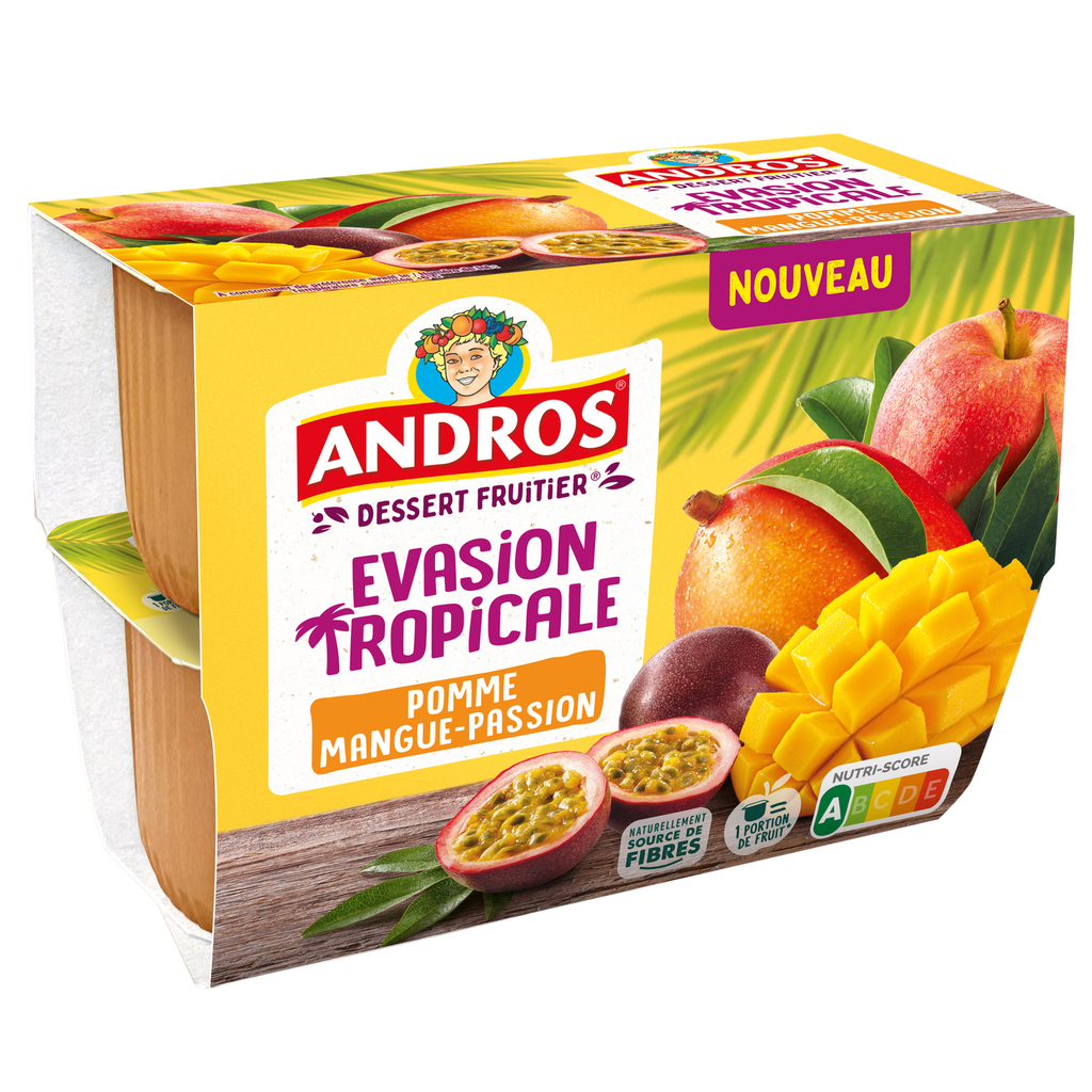 ANDROS Fruit Dessert Tropical Escape Apple Mango Passion Fruit 4x97g