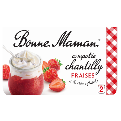 [3608580194019] BONNE MAMAN Strawberry Compote with Whipped Cream 2 pots of 105 g