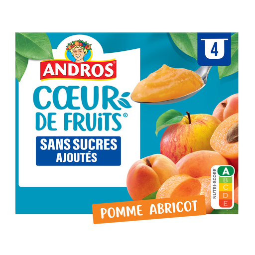 [3608580197591] ANDROS COEUR DE FRUITS Apple Apricot Cups 4x97g