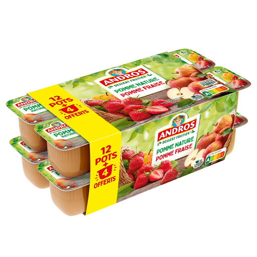 [3608580713432] ANDROS Fruit Dessert Apple and Apple/Strawberry 16 x 100 g