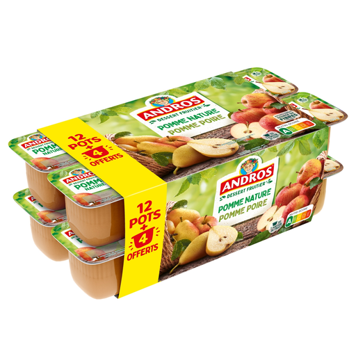 [3608580713449] ANDROS Apple and Apple/Pear Dessert 16 pots of 100 g