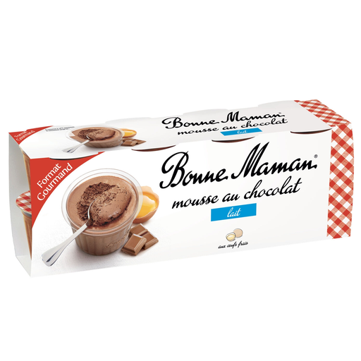 [3608580902980] BONNE MAMAN Milk Chocolate Mousse 8 pots 50g