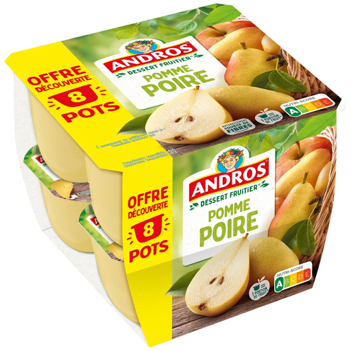 [3608580905134] ANDROS Apple Pear Compote 8 pots of 100 g